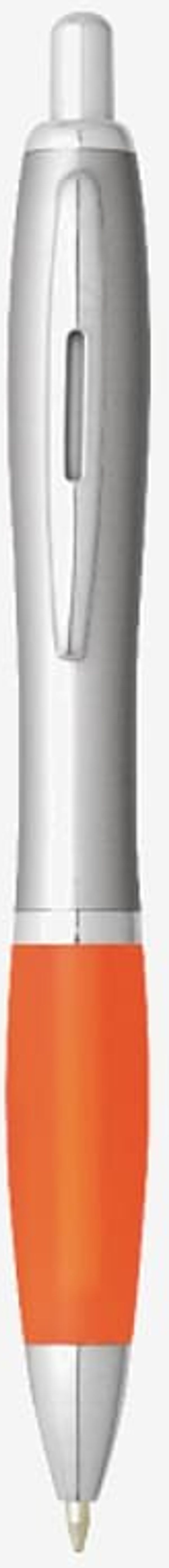 Am image of a Custom Nash Ballpoint Pen in Silver Barrel w/Orange Grip (SIOR)!