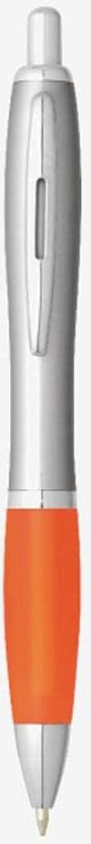 Am image of a Custom Nash Ballpoint Pen in Silver Barrel w/Orange Grip (SIOR)!