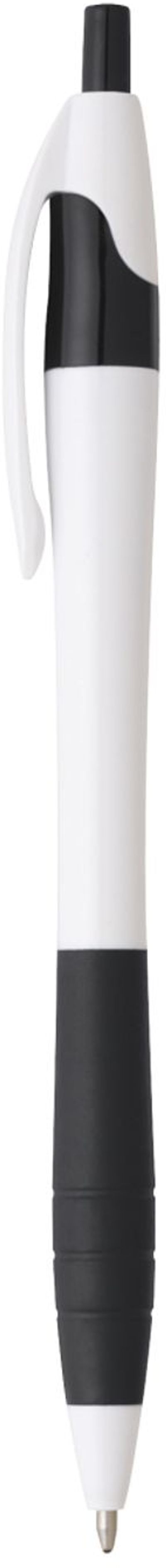 Am image of a Custom Cougar Rubber Grip Ballpoint Pen in Black Trim/White!