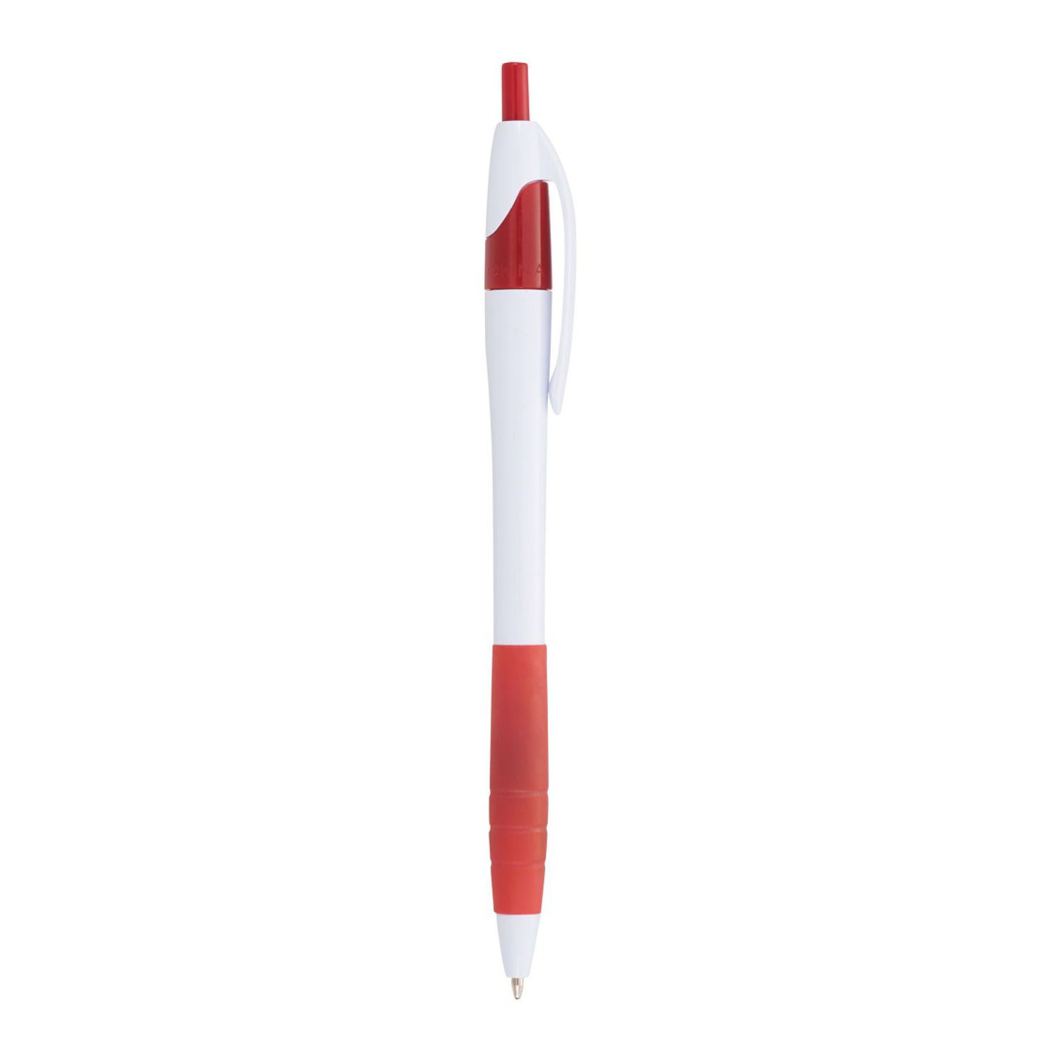 Cougar Rubber Grip Ballpoint Pen in White w/Red Trim