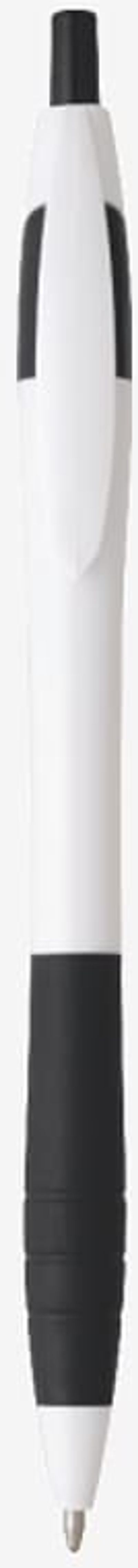 Am image of a Custom Cougar Rubber Grip Ballpoint Pen in Black Trim/White!