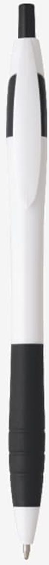 Am image of a Custom Cougar Rubber Grip Ballpoint Pen in Black Trim/White!