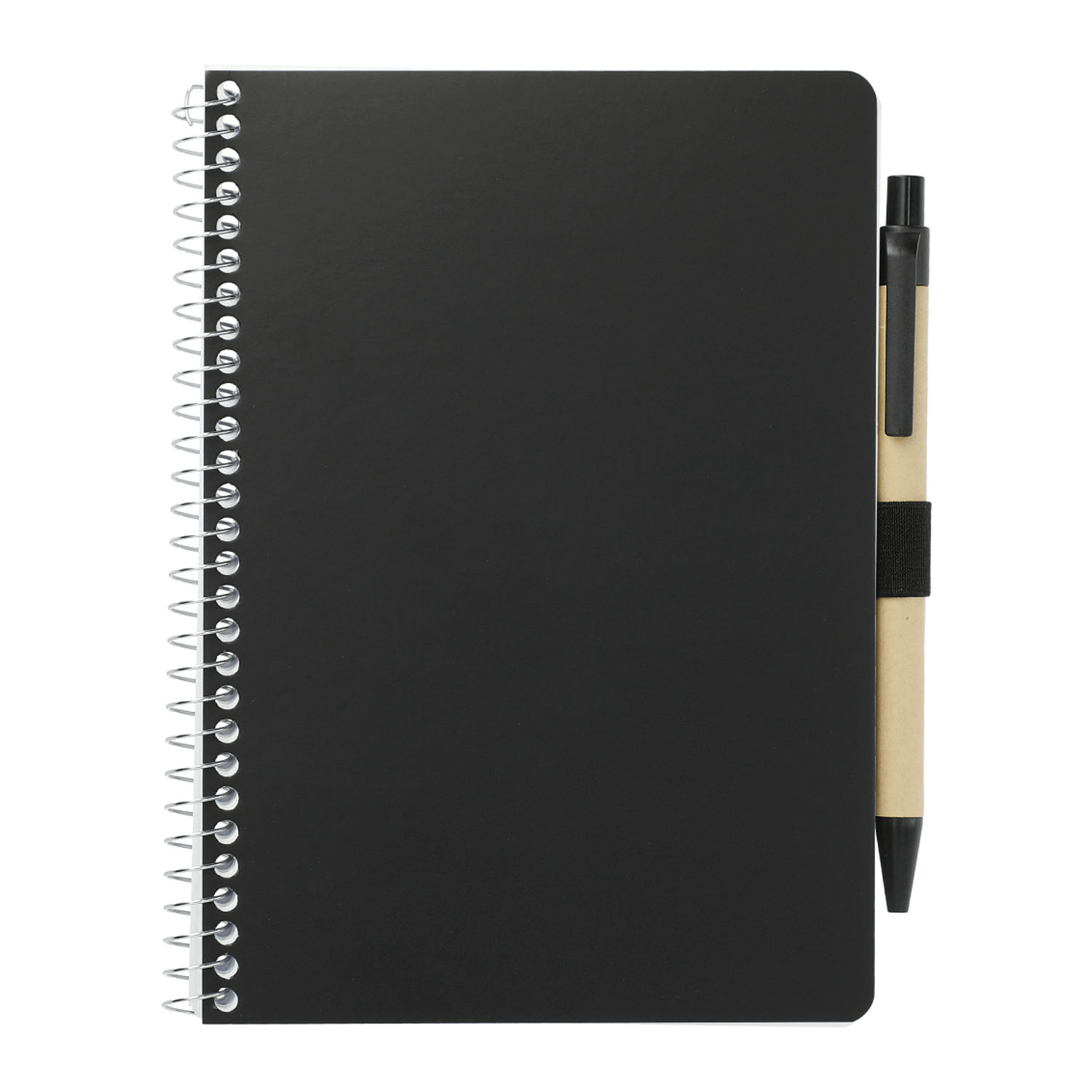 5” x 7” FSC® Mix Spiral Notebook with Pen in Black