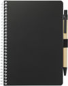 Am image of a Custom 5” x 7” FSC® Mix Spiral Notebook with Pen in Black!