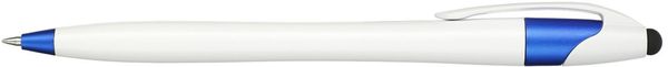 Am image of a Custom Cougar Gel Stylus Pen in White w/ Blue Trim!