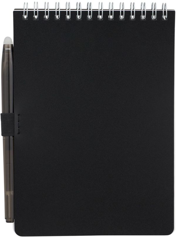 Am image of a Custom 5” x 7” Mineral Stone Field Reporter Notebook with Pen in Black!