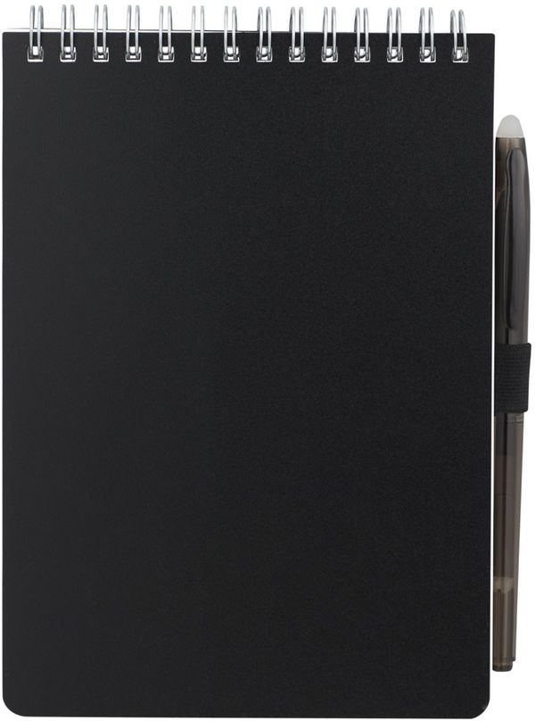 Am image of a Custom 5” x 7” Mineral Stone Field Reporter Notebook with Pen in Black!