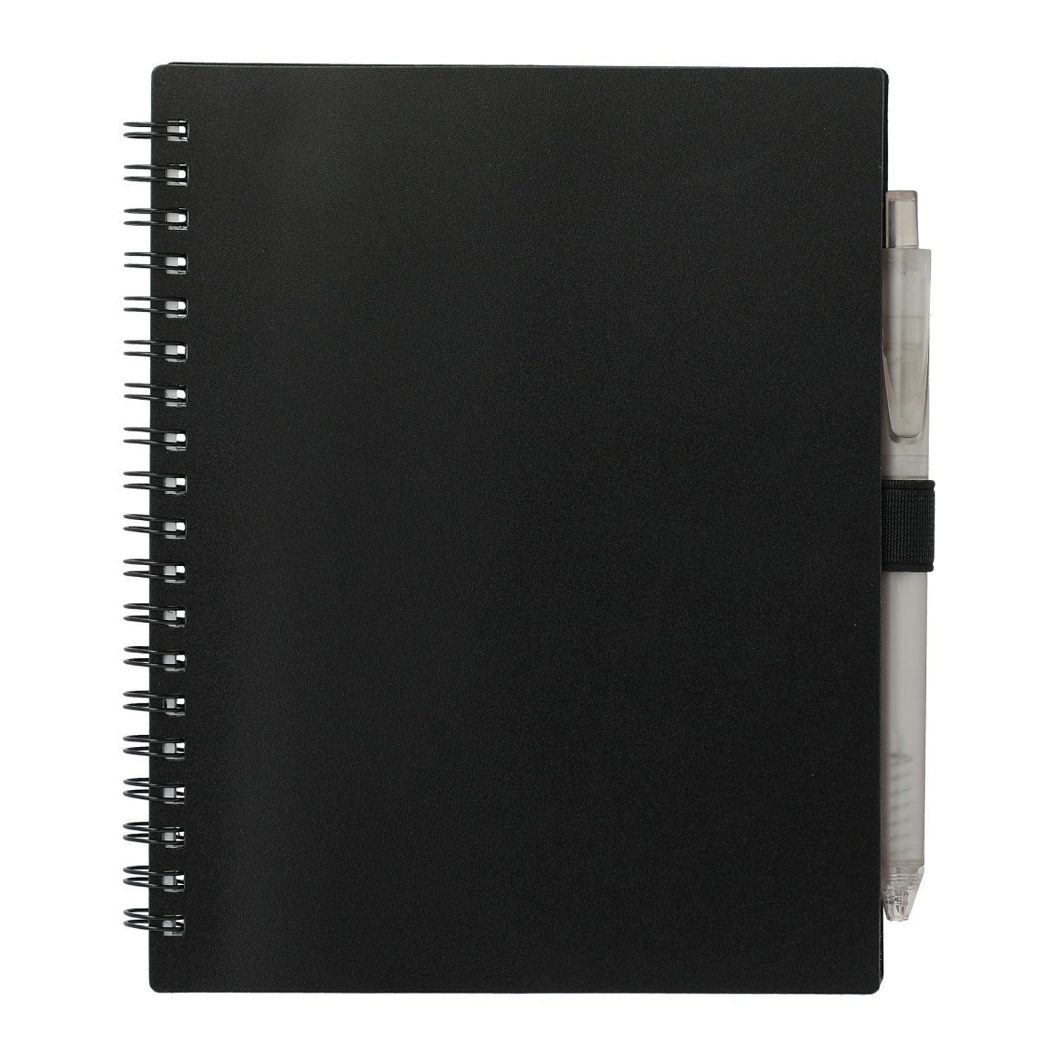 5.5” x 7” FSC Recycled Spiral Notebook with RPET Pen in Black