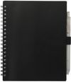 Am image of a Custom 5.5” x 7” FSC Recycled Spiral Notebook with RPET Pen in Black!