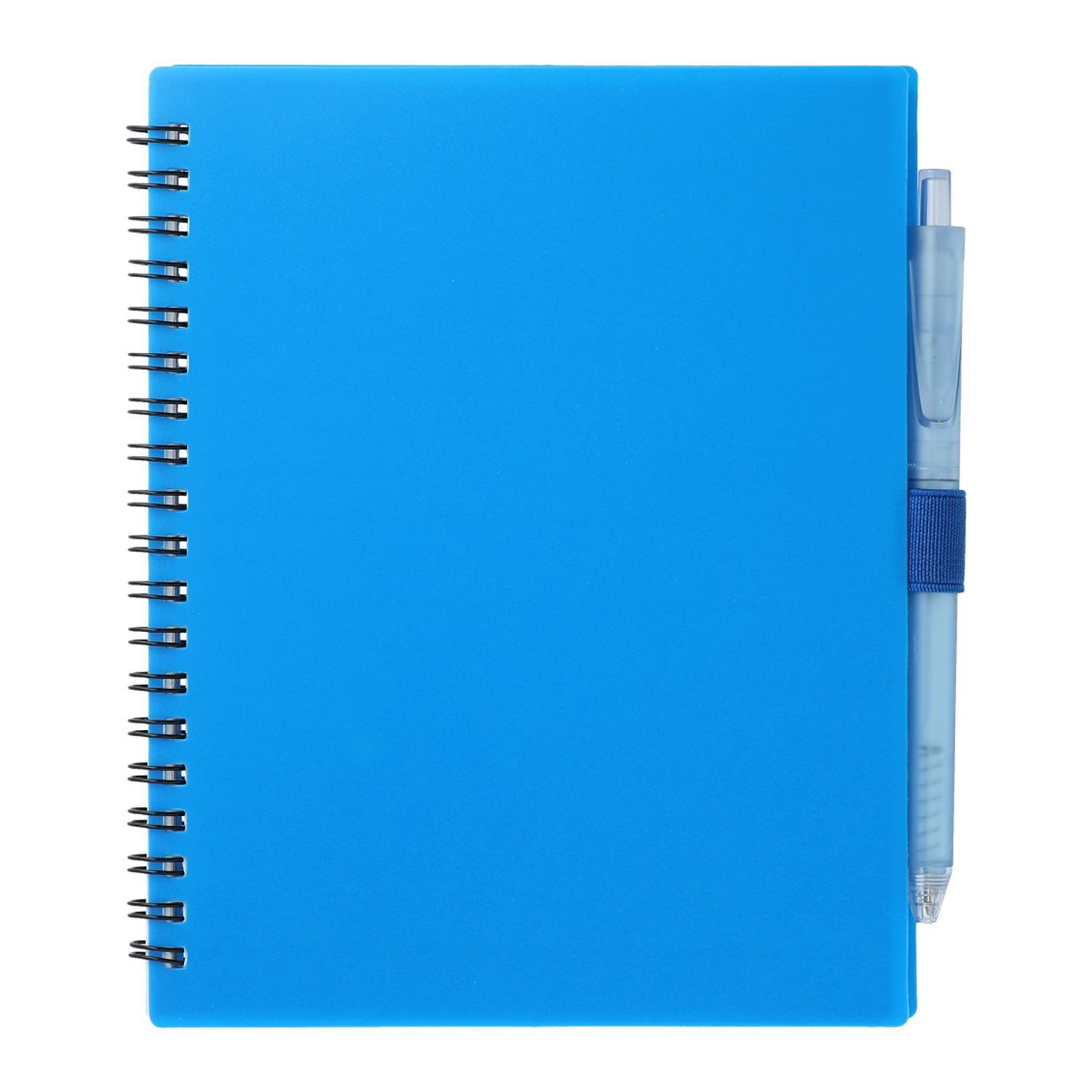 5.5” x 7” FSC Recycled Spiral Notebook with RPET Pen in Blue