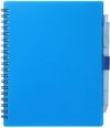 Am image of a Custom 5.5” x 7” FSC Recycled Spiral Notebook with RPET Pen in Blue!