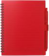 Am image of a Custom 5.5” x 7” FSC Recycled Spiral Notebook with RPET Pen in Red!