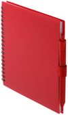 Am image of a Custom 5.5” x 7” FSC Recycled Spiral Notebook with RPET Pen in Red!