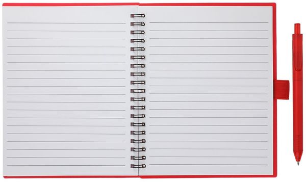 An image of a Custom 5.5” x 7” FSC Recycled Spiral Notebook with RPET Pen!