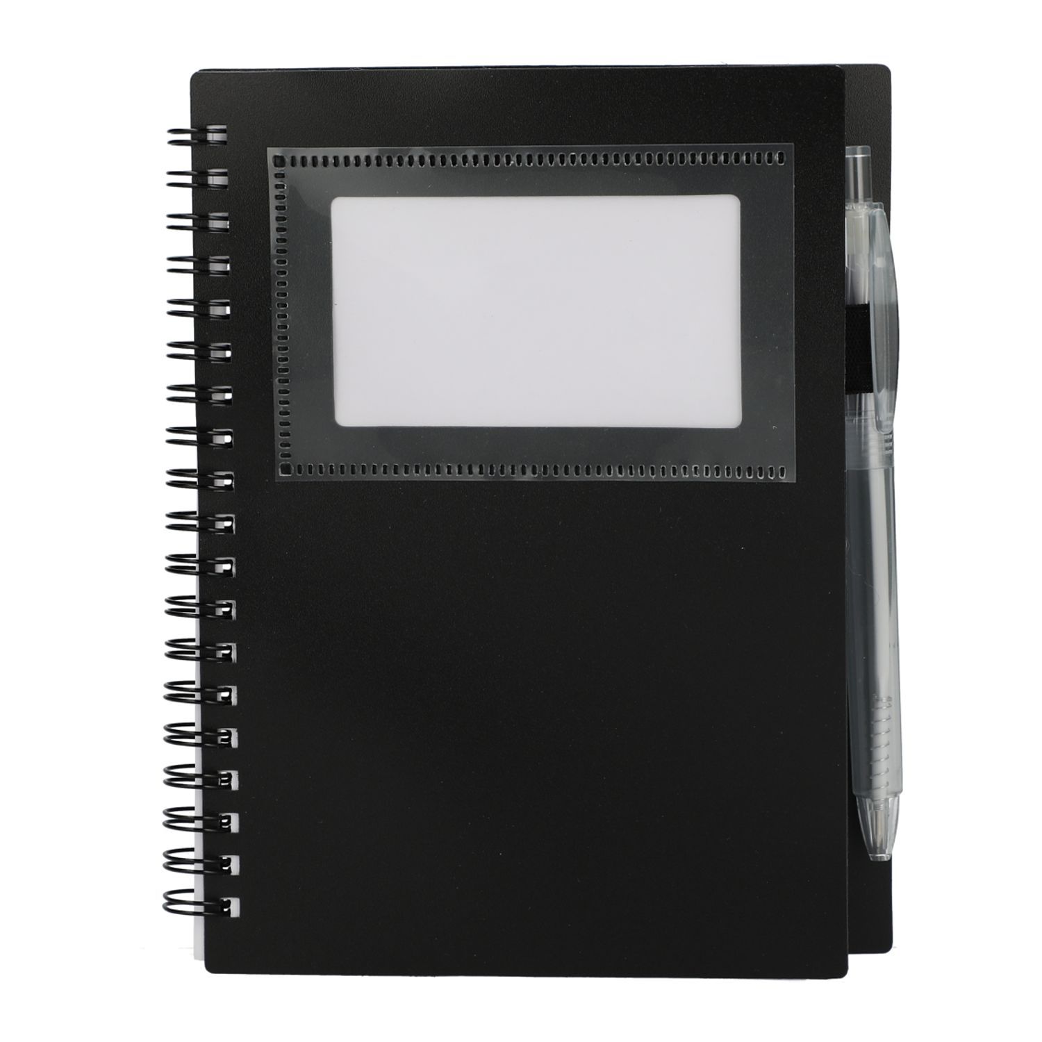5 x 7 in FSC Recycled Star Spiral Notebook with Pen in Black