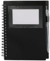 Am image of a Custom 5 x 7 in FSC Recycled Star Spiral Notebook with Pen in Black!