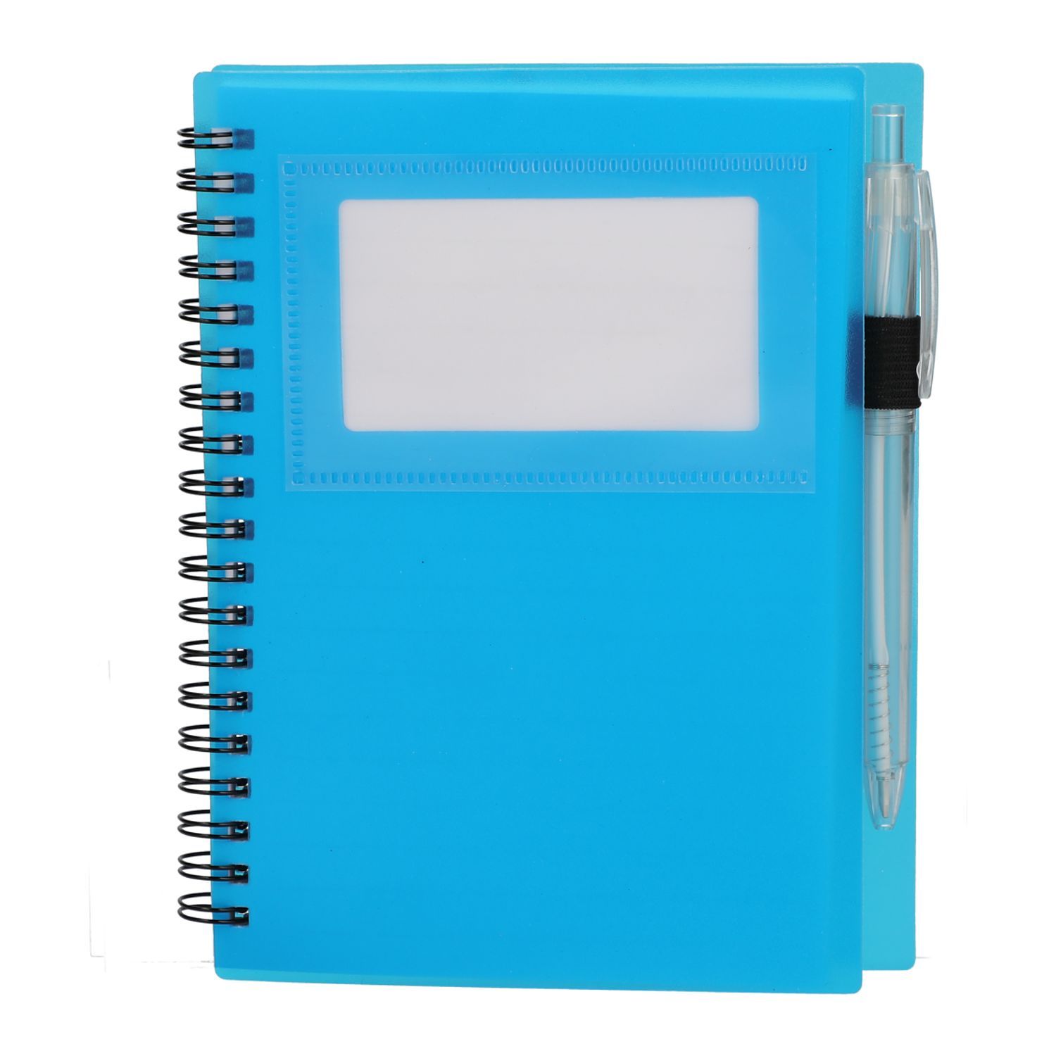 5 x 7 in FSC Recycled Star Spiral Notebook with Pen in Translucent Blue