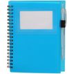 Am image of a Custom 5 x 7 in FSC Recycled Star Spiral Notebook with Pen in Translucent Blue!