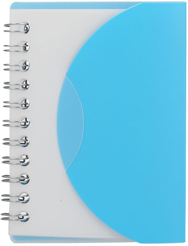 Am image of a Custom 3.4 x 4.5 in FSC Recycled Post Spiral Notebook in Translucent Blue!