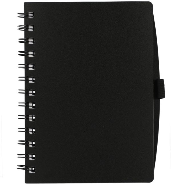 Am image of a Custom 5.5 x 7 in FSC Recycled Coordinator Spiral Notebook in Black!