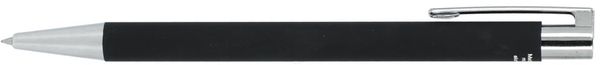 Am image of a Custom Maxi Recycled Aluminum Soft Touch Gel Pen in Black!