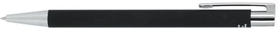 Am image of a Custom Maxi Recycled Aluminum Soft Touch Gel Pen in Black!