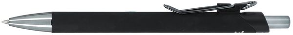 Am image of a Custom Metallic Recycled Aluminum Soft Touch Gel Pen in Black!