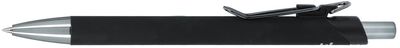 Am image of a Custom Metallic Recycled Aluminum Soft Touch Gel Pen in Black!