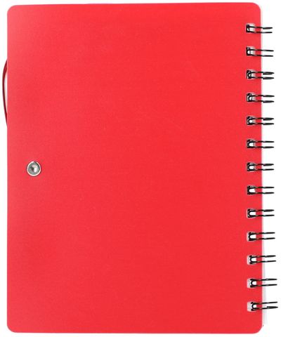 Am image of a Custom 5in x 7 in Recycled Dual Pocket Spiral Notebook in Red!