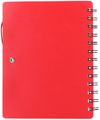 Am image of a Custom 5in x 7 in Recycled Dual Pocket Spiral Notebook in Red!