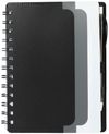 Am image of a Custom 5in x 7 in Recycled Dual Pocket Spiral Notebook in Black!