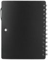 Am image of a Custom 5in x 7 in Recycled Dual Pocket Spiral Notebook in Black!