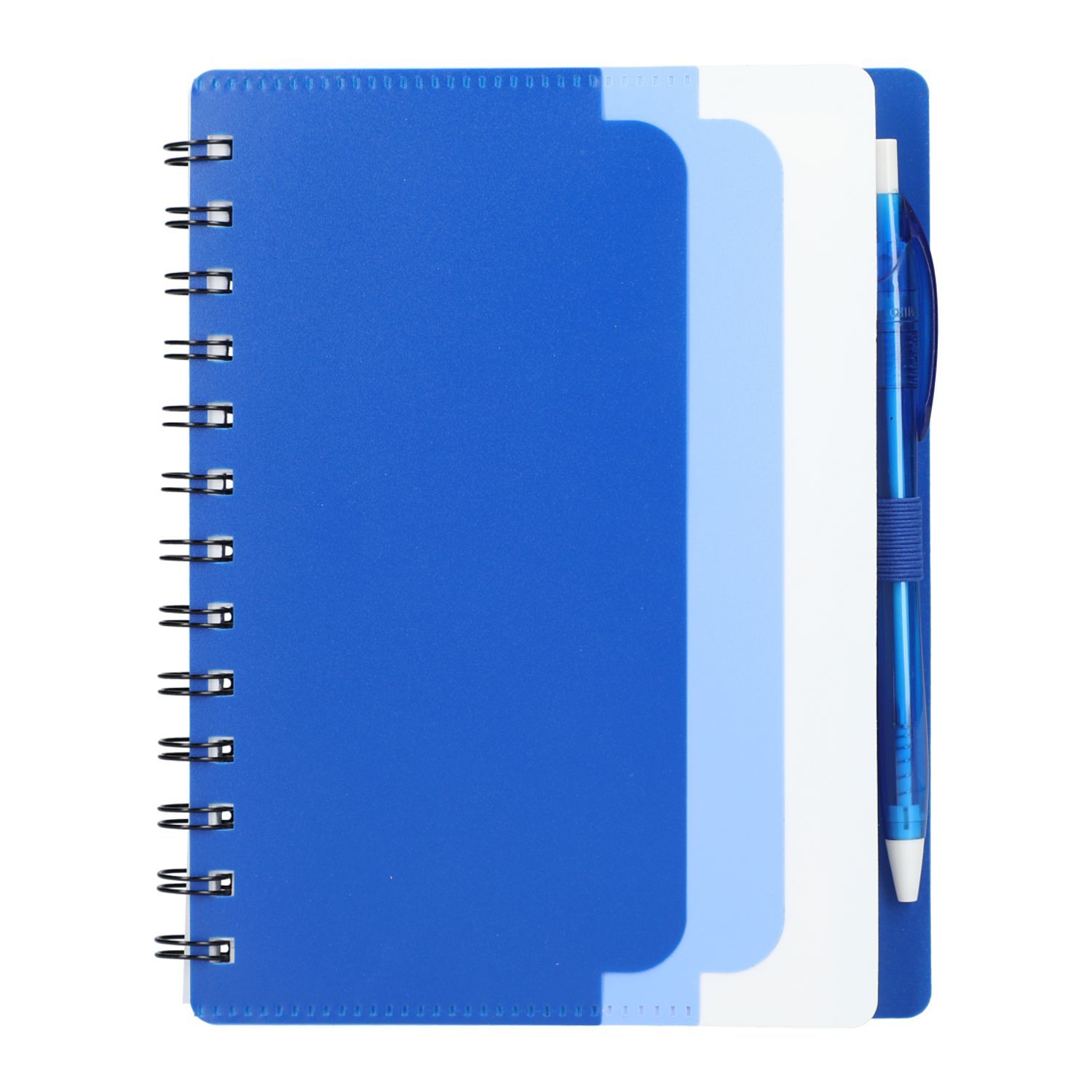 5in x 7 in Recycled Dual Pocket Spiral Notebook in Blue