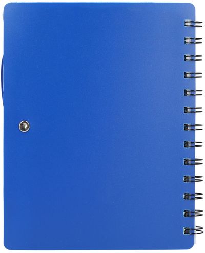 Am image of a Custom 5in x 7 in Recycled Dual Pocket Spiral Notebook in Blue!