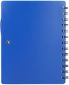 Am image of a Custom 5in x 7 in Recycled Dual Pocket Spiral Notebook in Blue!