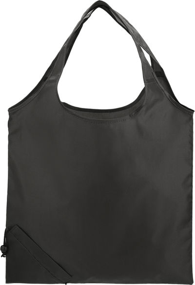 Am image of a Custom Bungalow RPET Foldable Shopper Tote in Black!