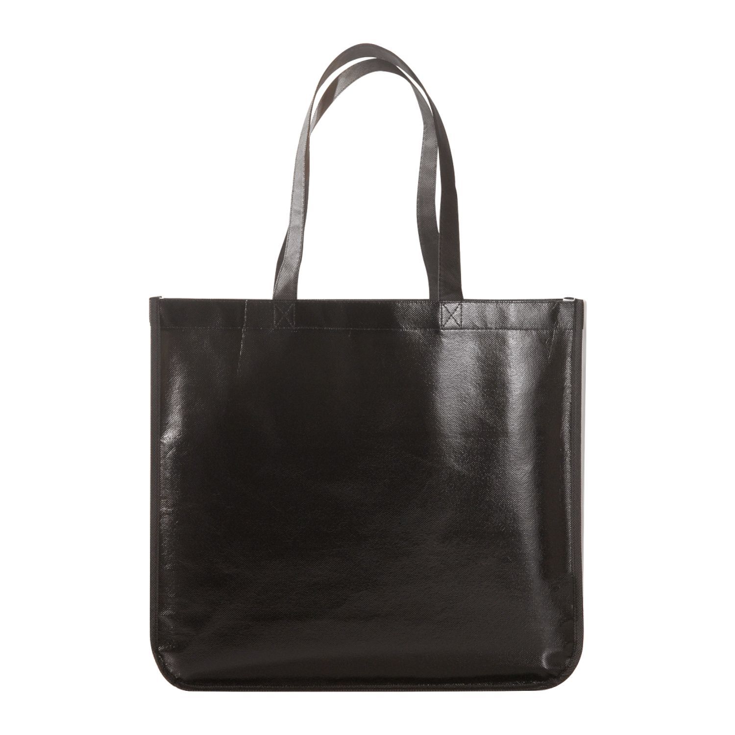 Gloss Laminated Non Woven Shopper Tote in Black