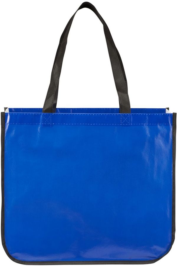 Am image of a Custom Gloss Laminated Non Woven Shopper Tote in Royal!