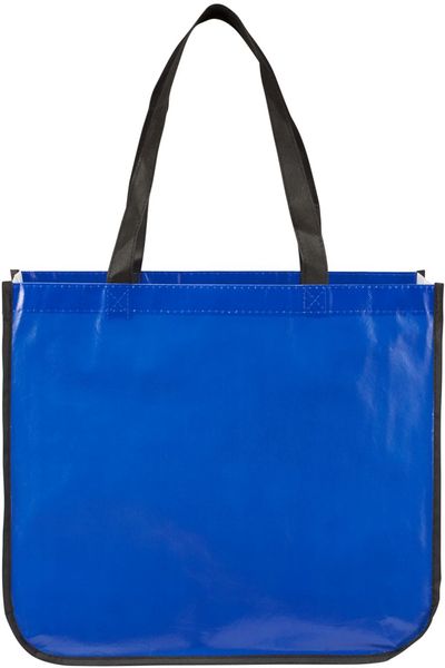Am image of a Custom Gloss Laminated Non Woven Shopper Tote in Royal!