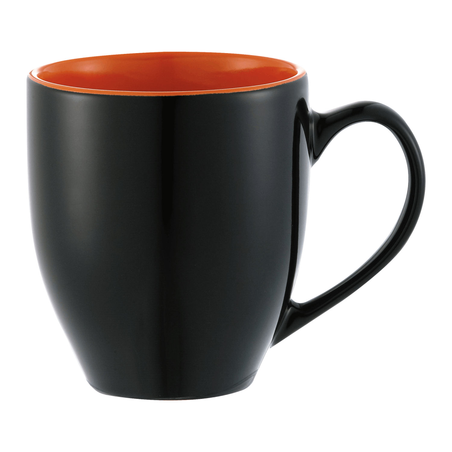 Zapata 15oz Ceramic Mug Electric in Black w/ Orange Lining