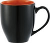 Am image of a Custom Zapata 15oz Ceramic Mug Electric in Black w/ Orange Lining!