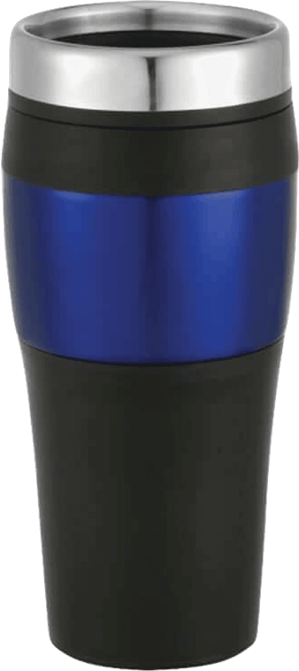 Am image of a Custom Cayman 15oz Travel Tumbler in Blue!