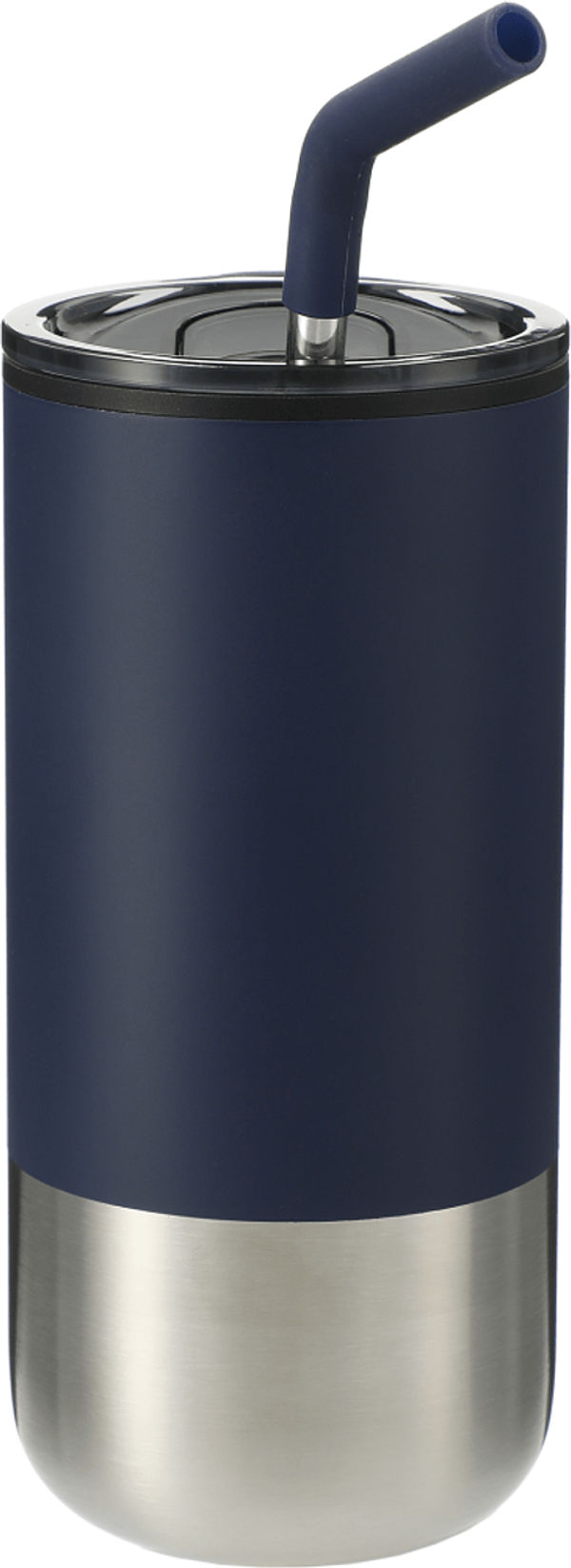 Am image of a Custom Lagom Insulated 16oz Stainless Steel Tumbler with Straw in Navy!