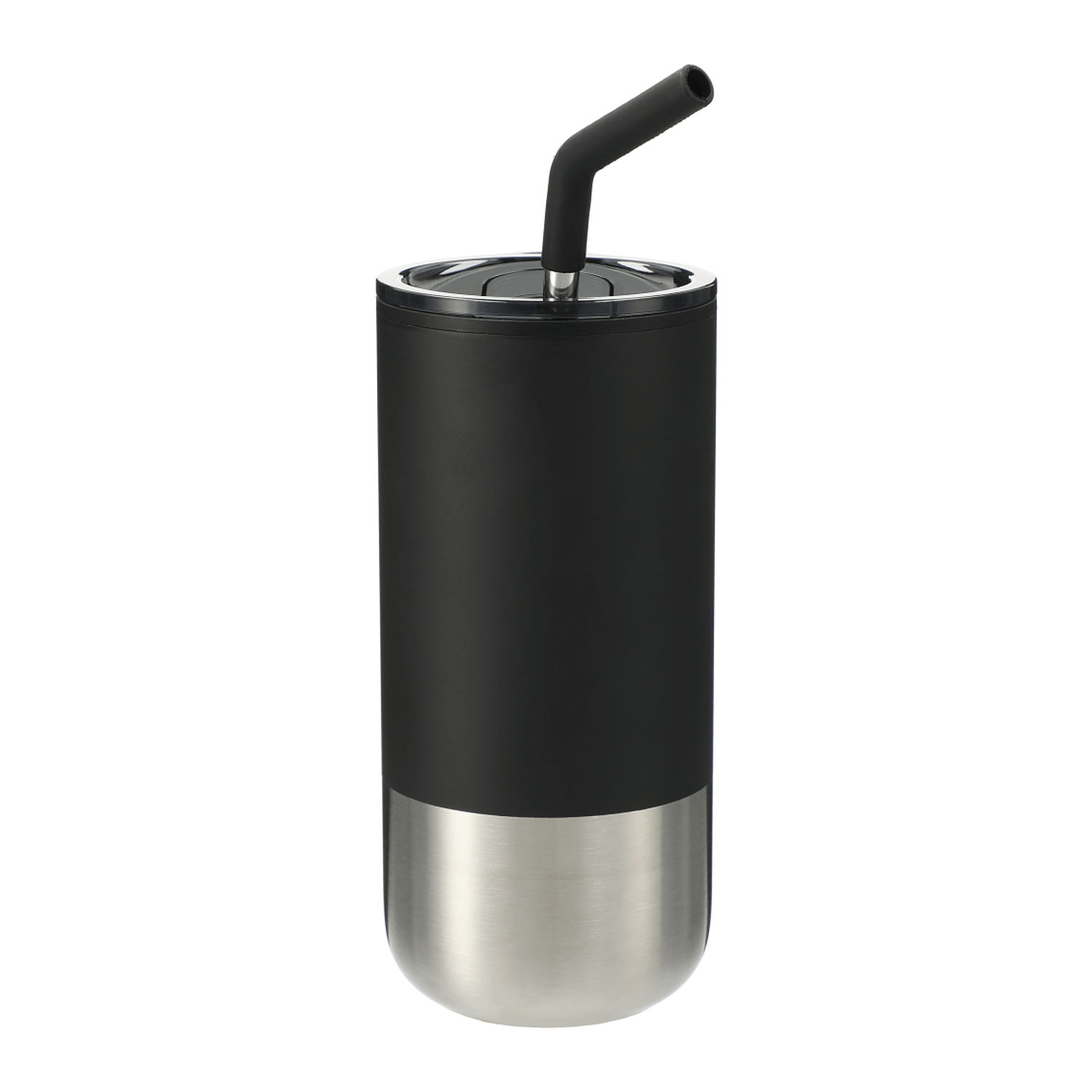 Lagom Insulated 16oz Stainless Steel Tumbler with Straw in Black