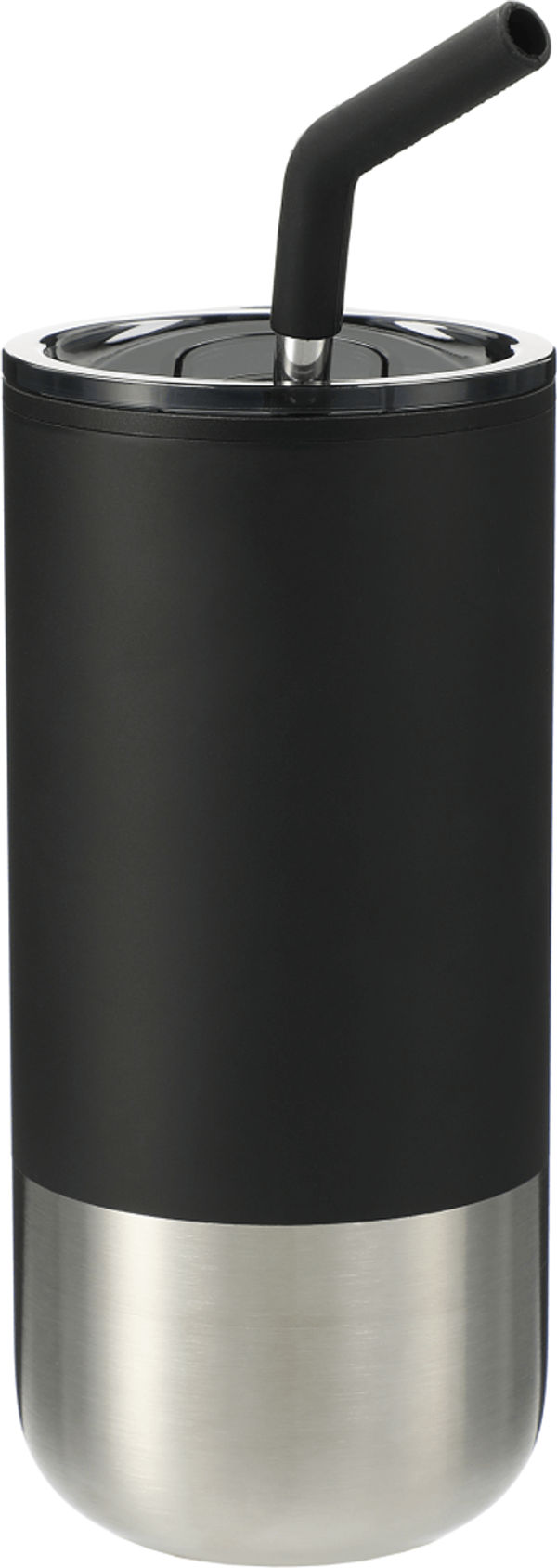 Am image of a Custom Lagom Insulated 16oz Stainless Steel Tumbler with Straw in Black!