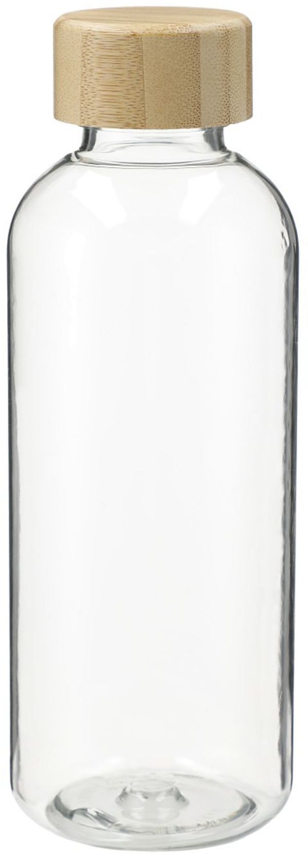 Am image of a Custom Sona 22oz RPET Reusable Bottle with FSC® 100 Percent Bamboo Lid in Clear!