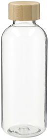 Am image of a Custom Sona 22oz RPET Reusable Bottle with FSC® 100 Percent Bamboo Lid in Clear!