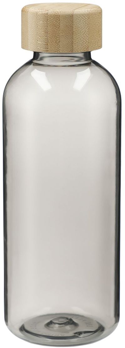Am image of a Custom Sona 22oz RPET Reusable Bottle with FSC® 100 Percent Bamboo Lid in Smoke!