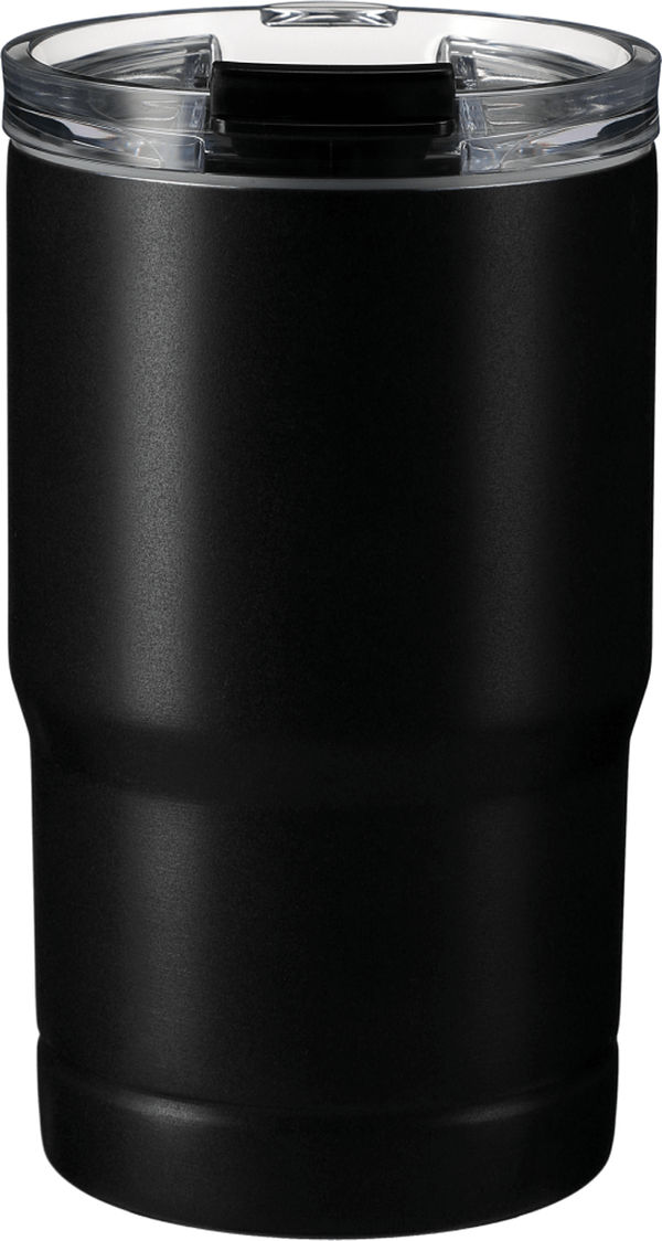 Am image of a Custom Bluff 12oz Vacuum Tumbler & Cooler in Black!