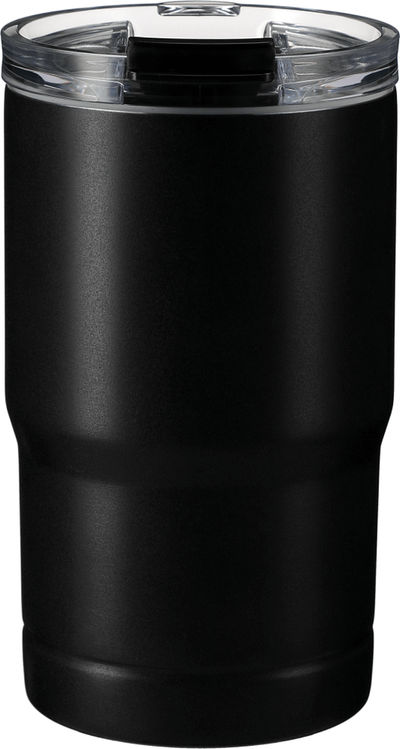 Am image of a Custom Bluff 12oz Vacuum Tumbler & Cooler in Black!